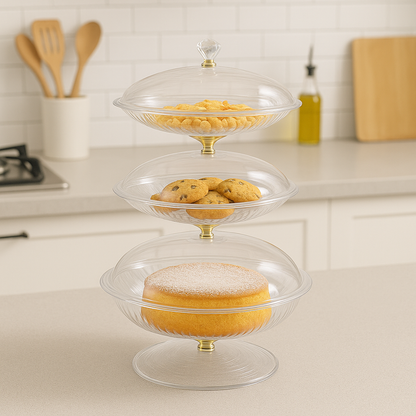 Cake Dish with Golden Stand – Luxury Tiered Dessert Display