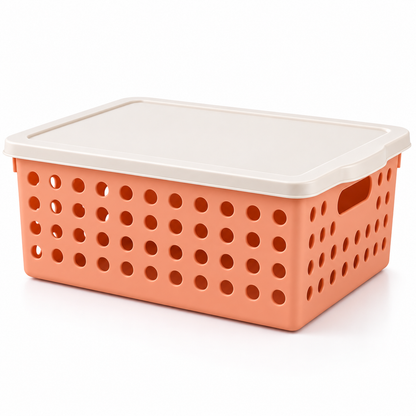 Plastic Storage Basket with Lid – Multipurpose Organizer
