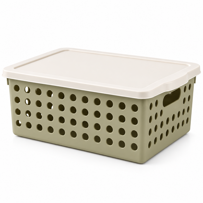 Plastic Storage Basket with Lid – Multipurpose Organizer