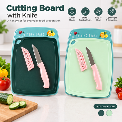 Plastic Cutting Board with Knife – Kitchen Chopping Set