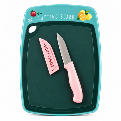 Plastic Cutting Board with Knife – Kitchen Chopping Set