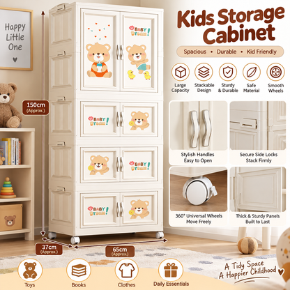 Baby Cupboard Bear Design – Multi-Door Kids Storage Cabinet