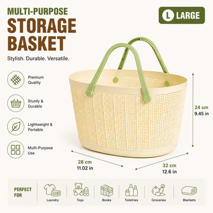 Imitation Rattan Basket with Handle - Small, Medium, Large, XL