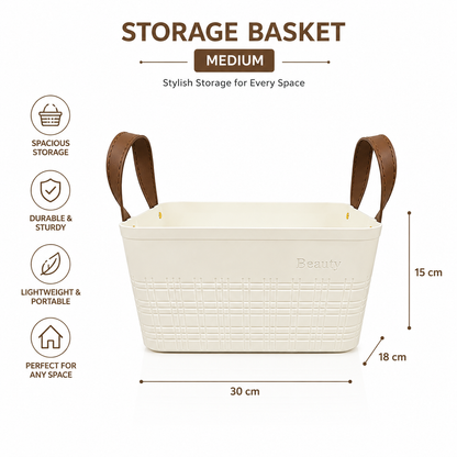 Imitation Rattan Basket Rectangle with Handle - Medium, Large
