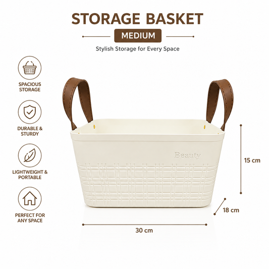 Imitation Rattan Basket Rectangle with Handle - Medium, Large