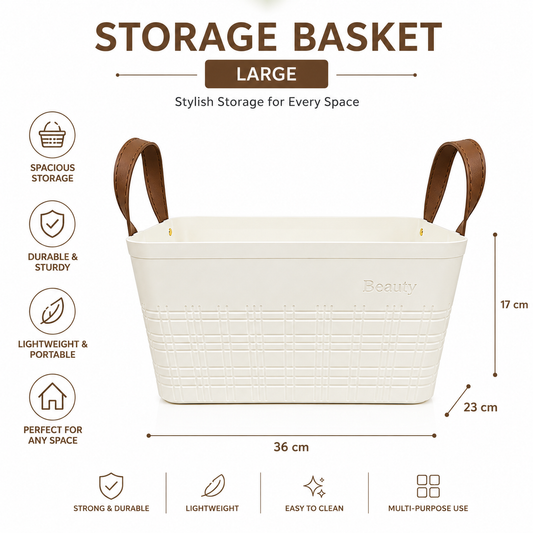 Imitation Rattan Basket Rectangle with Handle - Medium, Large