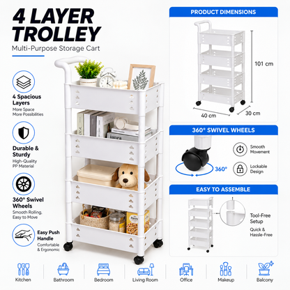 Cloud Design Trolley 3 Layer, 4 Layer Plastic