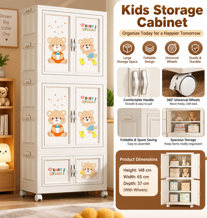 Baby Cupboard Bear Design – Multi-Door Kids Storage Cabinet