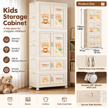 Baby Cupboard Bear Design – Multi-Door Kids Storage Cabinet