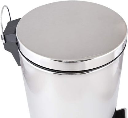 Stainless Steel Hydraulic Pedal Dustbin – Soft-Close Lid (8, 12 Litre)