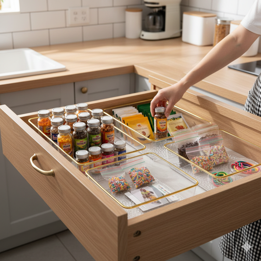 Remikim Golden – Premium Partitioned Acrylic Serving Tray Series