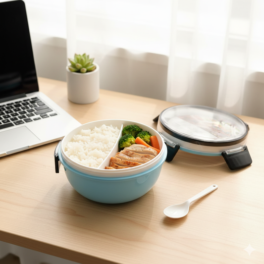 Round Bento Lunch Box with Stackable Compartments Multi-Layer Meal Prep Container with Secure Snap-Locks