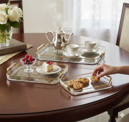 Elegant 3-Piece Multi-Functional Serving Tray Set