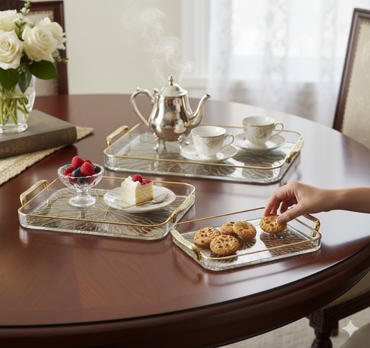 Elegant 3-Piece Multi-Functional Serving Tray Set