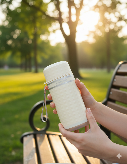 Minimalist Cream Essence Daily Sipper with Secure Lid