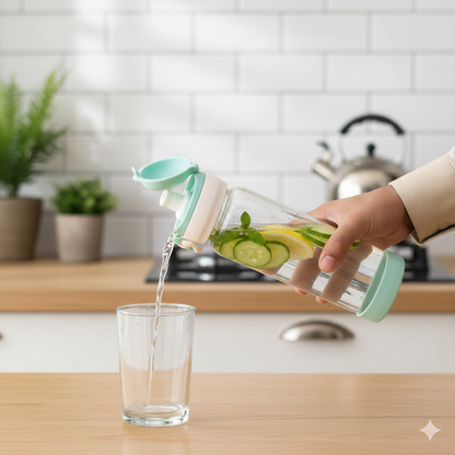 Glass Bottle (This Is My Bottle) Blue – Premium One-Click Hydration Jar