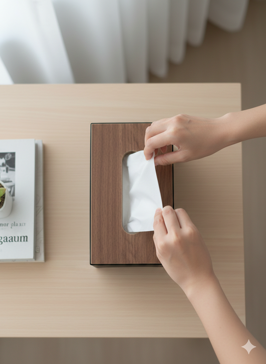 Triangular Design Tissue Box Heavy Wood - Multi-Color