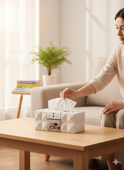 Triangular (Geometric) Design Tissue Box Heavy Wood