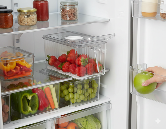 Acrylic Fridge Box Large – Premium Textured Refrigerator Organizer with Handle