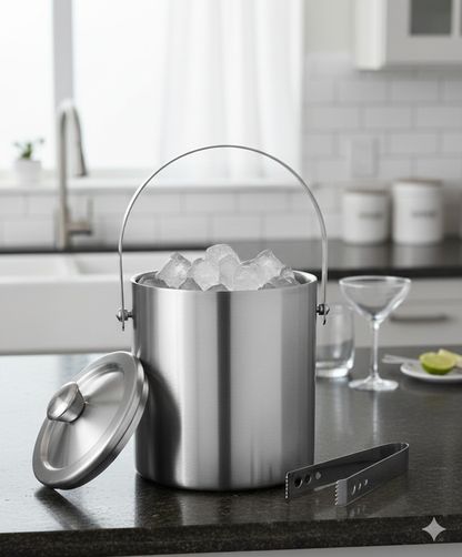 Stainless Steel Ice Bucket – Double-Walled Insulated Ice Pail