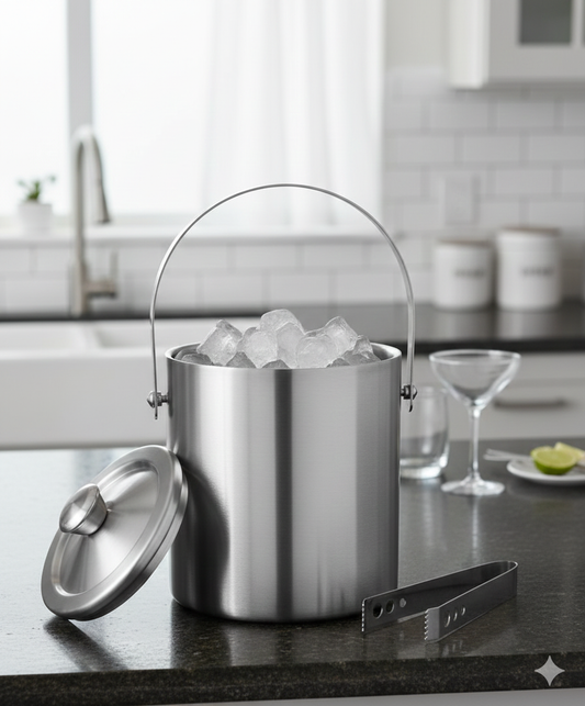 Stainless Steel Ice Bucket – Double-Walled Insulated Ice Pail