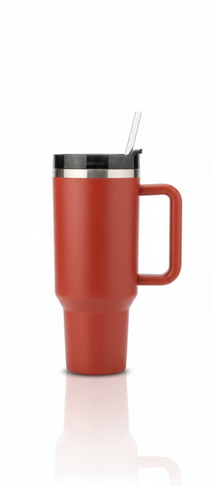 1200ML Insulated Stainless Steel Tumbler with Handle – Double-Wall Vacuum Flask with Straw and Leak-Proof Lid