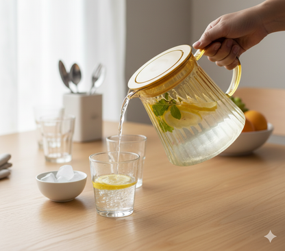 Acrylic Water Jug – Elegant Ribbed Beverage Carafe