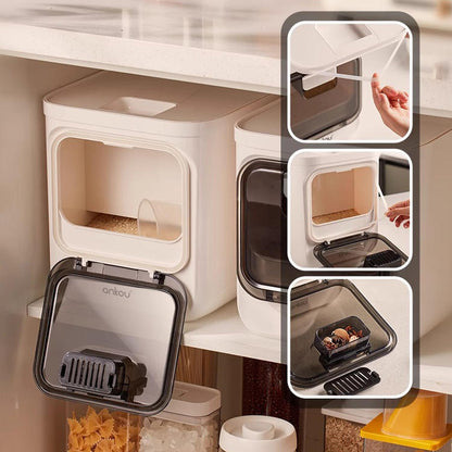 Large Capacity Plastic Press-type Rice Storage Box - 10KG