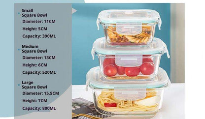3-Piece Glass Storage Box Set - Airtight