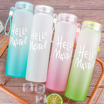 Hello Master Water Bottle – Frosted Glass Hydration Flask