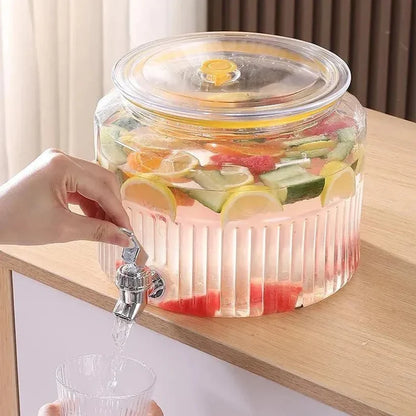 Manual Water Dispenser – Elegant Ribbed Acrylic Beverage Server