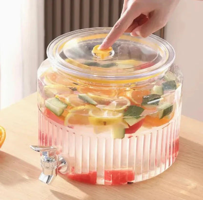 Manual Water Dispenser – Elegant Ribbed Acrylic Beverage Server