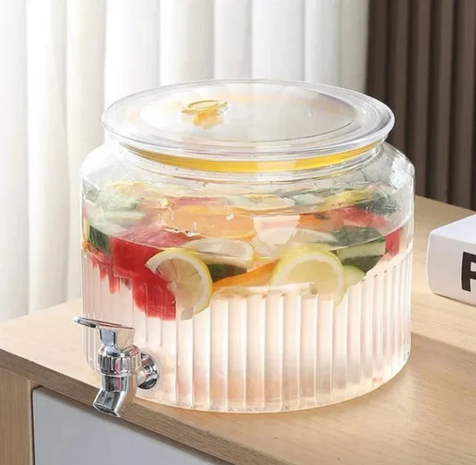 Manual Water Dispenser – Elegant Ribbed Acrylic Beverage Server