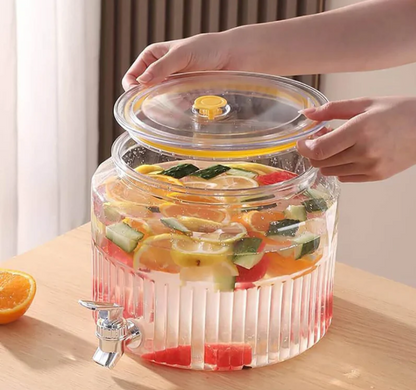 Manual Water Dispenser – Elegant Ribbed Acrylic Beverage Server