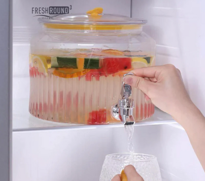 Manual Water Dispenser – Elegant Ribbed Acrylic Beverage Server