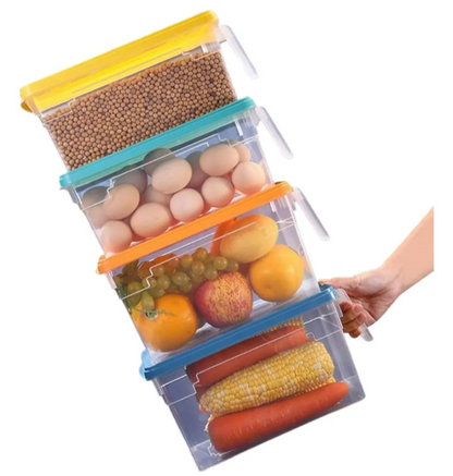P.P Fridge Box With Handle & Cover Large – Premium Stackable Fresh-Keeping Organizer