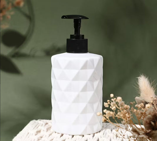 Liquid Soap Bottle White Plastic – Elegant 3-Design Premium Bathroom Dispenser