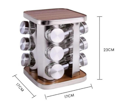12 PCS Spice Rack Round (WOOD) – Premium Rotating Culinary Organizer