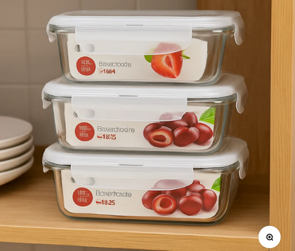 Glass Dish Strawberry – Premium Borosilicate Airtight Storage Series