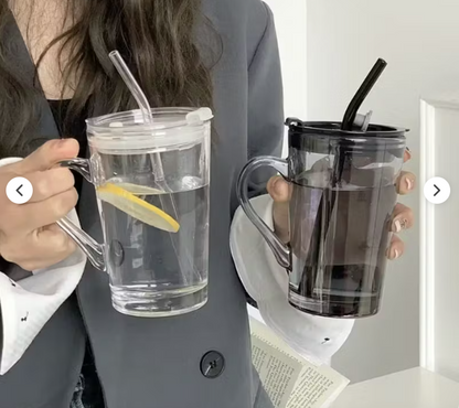 Juice Mug – Premium Borosilicate Glass Tumbler with Glass Straw
