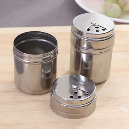 Adjustable Rotating Metal Spice Shakers – Moisture-Proof Salt and Pepper Dispensers with 3-Hole Settings