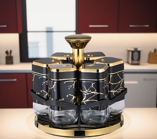 Meridian Petite Marble-Series 6-Piece Rotating Spice Station