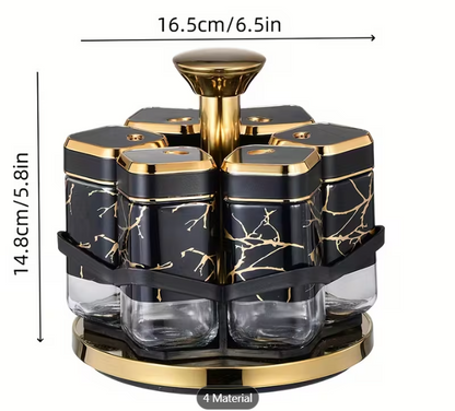 Meridian Petite Marble-Series 6-Piece Rotating Spice Station