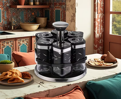 Meridian Petite Marble-Series 6-Piece Rotating Spice Station