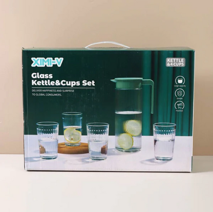 Kettle Water Jug with 4 Water Glass