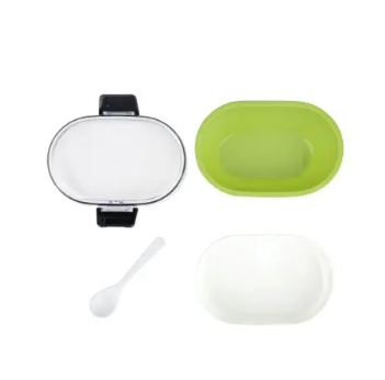 Oval Bento Lunch Box with Divided Compartments Plastic Meal Prep Container with Snap-Lock Lid and Cutlery Storage(Oval)
