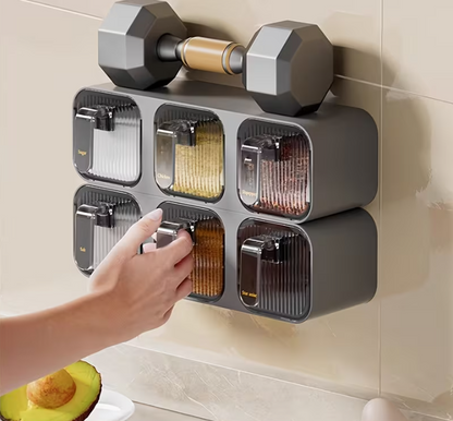 Wall Mounted Two Sets of Seasoning Boxes (2 Compartments)