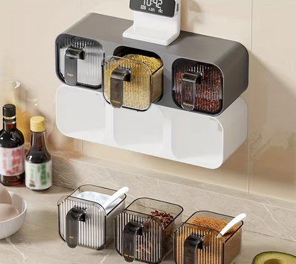 Wall Mounted Two Sets of Seasoning Boxes (2 Compartments)