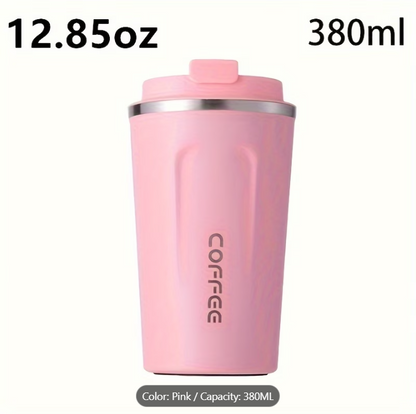 510ML Insulated Stainless Steel Coffee Travel Mug – Leak-Proof Vacuum Thermos Cup with Non-Slip Grip & Flip Lid