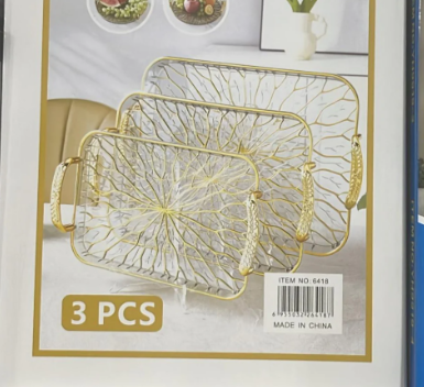 Elegant 3-Piece Multi-Functional Serving Tray Set